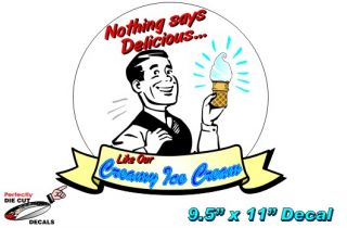 Retro Ice Cream 9 5x11 Decal for Ice Cream Parlor or Truck Sign or
