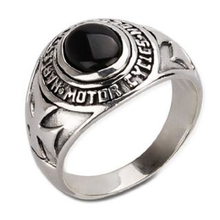 Mens Tidal Ring Black Onyx Stone & .925 Thai Silver Cool Jewelry