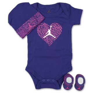 Jordan Heart 3 Piece Infant Set Purple