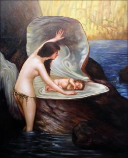  Hand Painted Oil Painting Repro Herbert Draper A Water Baby
