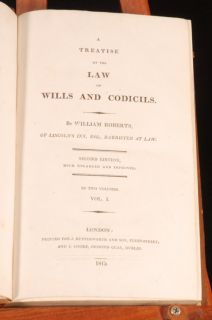 1815 Treatise on Law of Wills and Codicils Roberts