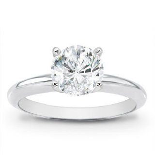 Carat Round Diamond Engagement Ring 14KT (SI 1 H, .50ct): Jewelry