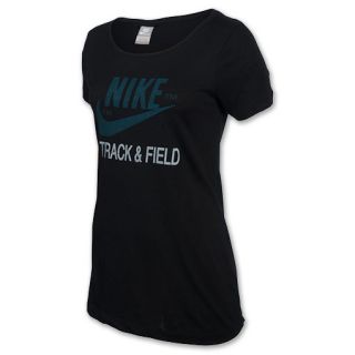 Womens Nike Track and Field T Shirt Black/Neon