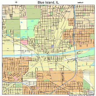 Street & Road Map of Blue Island, Illinois IL   Printed
