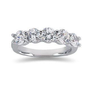 00 Prong Set 5 Stone Diamond Wedding Band in Platinum Jewelry