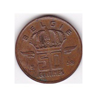 1958 Belgium 50 Centimes Coin 