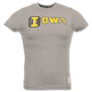 Iowa Hawkeyes Retro Logo Mens Tee Shirt Grey