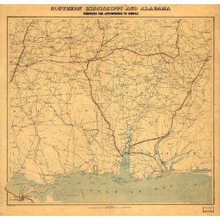 Civil War Map Southern Mississippi and Alabama : showing