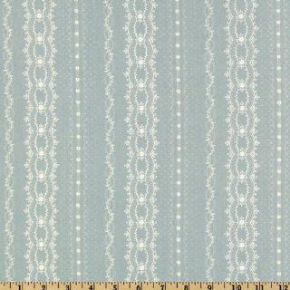 44 Wide Sophie And Friends Lace Stripe Blue/Grey Fabric