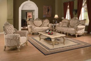 Ornate Traditional Living Room Set Exposed Wood Sofa Collection New