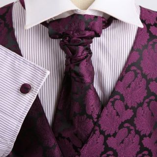 Purple Patterned Wedding Vest for Men Plaid For Mens Gift