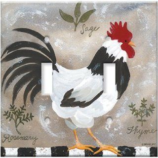 Switch Plate Cover Art Jennifers Rooster Animal DBL   