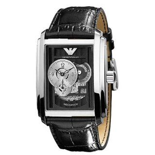 Armani Mens Meccanico Leather Strap watch #AR4228: Watches: 