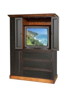 Amish Primitive Entertainment Center Armoire TV Cabinet Stand Country