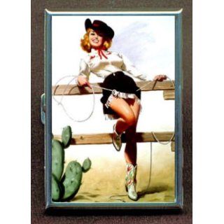 SEXY COWGIRL 50s PIN UP CACTUS ID Holder, Cigarette Case