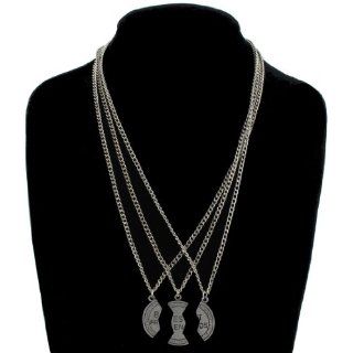 Silver Tone 3 Part Pendant Necklace Best Friends Bff Set Jewelry