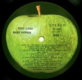 MARY HOPKIN Postcard 1969 US DEBUT APPLE LP Shrink, STUNNING 1ST PRESS