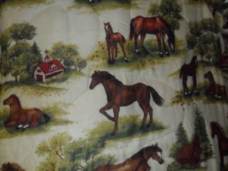 Twin Horse Comforter Set Curtains Pillow Shams Dust Ruffle