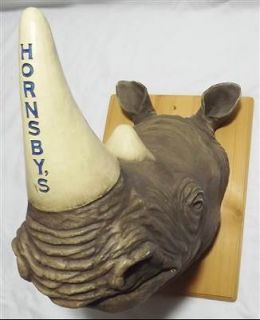 Vintage Beer Sign Hornsby Rhino Hard Cider Display Head Mounted Rhino