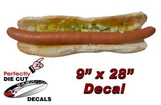  Long Hot Dog 9x28 Decal Sign for Hot Dog Cart or Concession Stand Menu