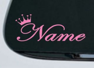 Princess Queen Crown Decal Sticker Pink Custom Name Hot