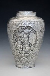Important 19c Persian Silver Vase Estate of Doctor to The Shah of Iran