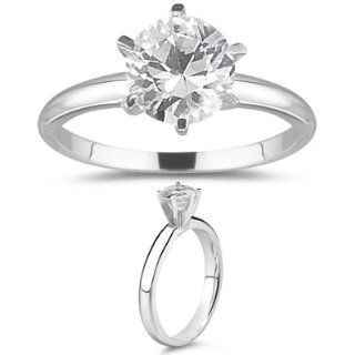0.78 Cts White Sapphire Solitaire Ring in 18K White Gold 6