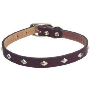  5/8 Diamond Stud Leather Collar in Mahogany Pet