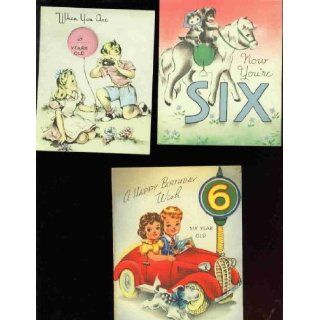 3    VINTAGE birthday cards **SIX YEARS OLD** Everything