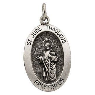 Ster. Silver Oval St Jude Thaddeus Pendant Mdl 23.75x16.25
