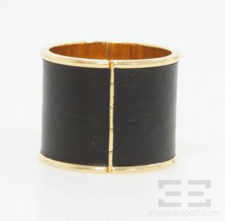 House of Harlow 1960 Black Leather Gold Cuff