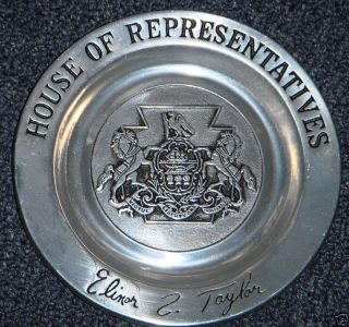 Elinor Taylor PA House of Representatives Pewter Plate