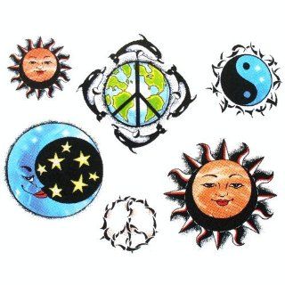 Sun, Moon, Peace 2 Accents Temporary Tattoo Body Art