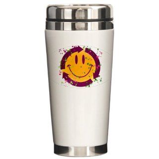 Ceramic Travel Drink Mug Recycle Symbol Smiley Face