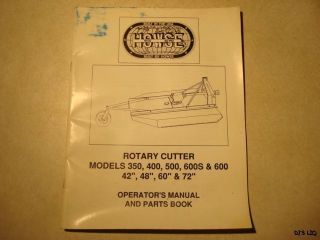Howse Rotary Cutter Mower Operators Parts Manual TL506