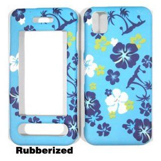 Light Blue with White and Dark Flowers Design Rubber Feel
