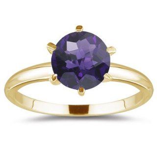 06 Cts Amethyst Solitaire Ring in 18K Yellow Gold 5.0 Jewelry