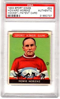 1933 Sport Kings Sportkings Howie Morenz Hockey RARE Patent Card PSA