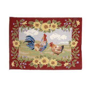 Decorative Rooster Design Wool Accent Rug By Valerie: Home