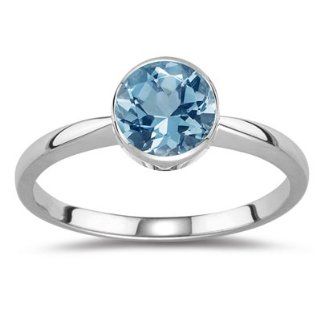 50 Cts Aquamarine Solitaire Ring in 18K White Gold 6.0 Jewelry