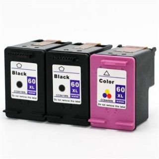 3pk for HP 60XL Ink Black Color Deskjet F2420 F2423 F2430