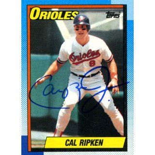 Signed Cal Ripken Jr. Baseball   1990 Topps Card Sports