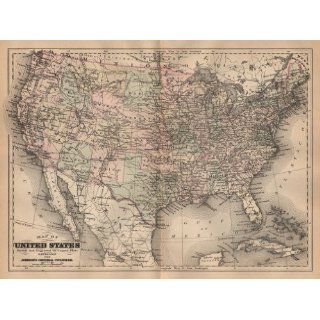Johnson 1889 Antique Map of the United States Office
