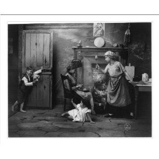 Historic Print (M) [Woman holding up spoon at boy, with