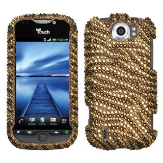 For HTC myTouch 4G Slide Bling Rhinestones Case Cover Tiger Skin Camel