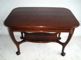 Victorian Quarter Sawn Oak Ball Claw Library Table