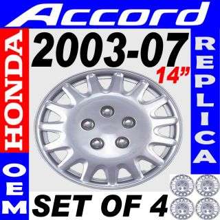 Piece Set Silver ABS Fits 2003 2004 Honda Accord 15 Wheel Covers