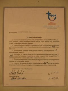1987 Topps Baseball Signed Card Contract Hubie Brooks