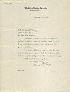 Huey P Long Typed Letter Signed 01 10 1933