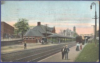 Malden Massachusetts MA 1910 Boston & Maine Railroad Depot Vintage